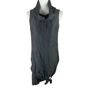 Shin Choi Black Cowl Neck Lined Crinkle Guaze Sleeveless Tunic Top Womens Small